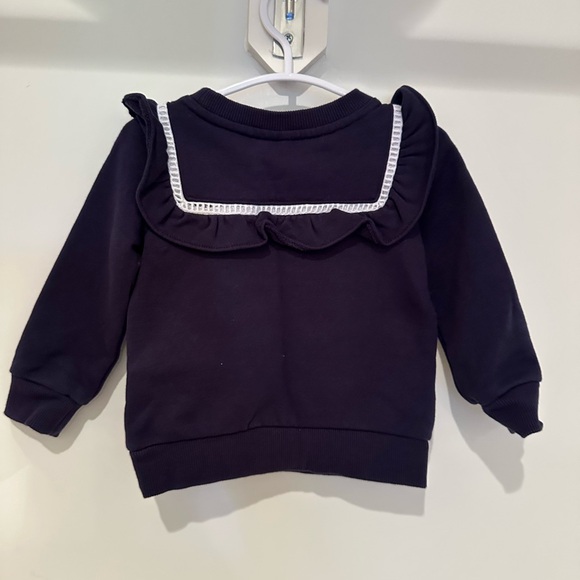 Janie and Jack Navy Blue Baby Girl Ruffle Sweatshirt, 12-18 M - Picture 3 of 4